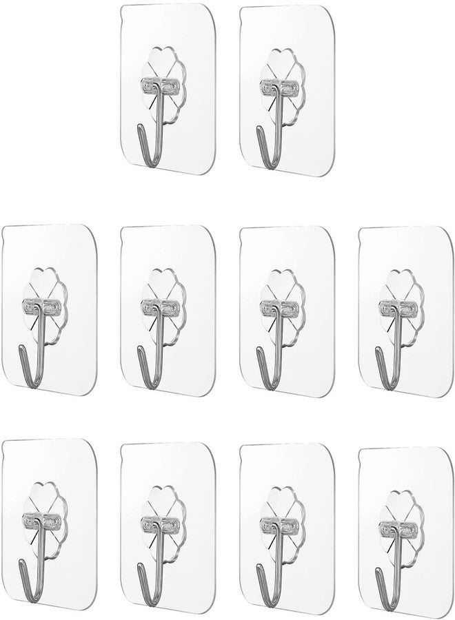 Emergity Multipurpose Wall Hook, Self- Adhesive Hook, Wall Hanging Hook, Sticky Wall Hook, Wall Sticker Hook, Hooks for Wall Without Drilling (Pack of 10) - Image 1